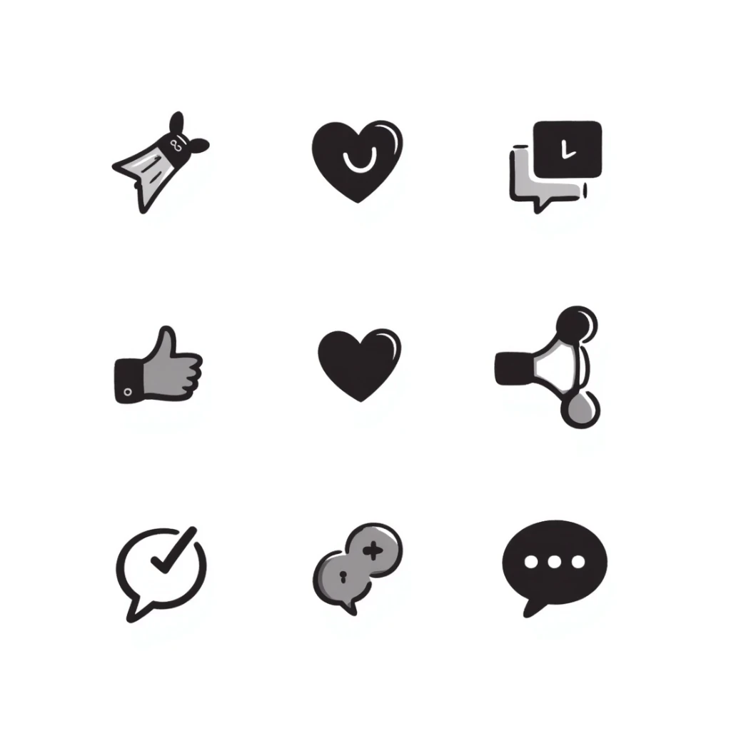 Hand-drawn social media icons and symbols sticker