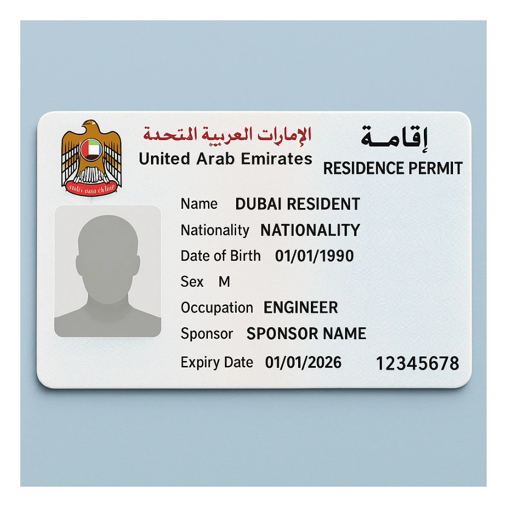 Dubai Residence Permit Card sticker