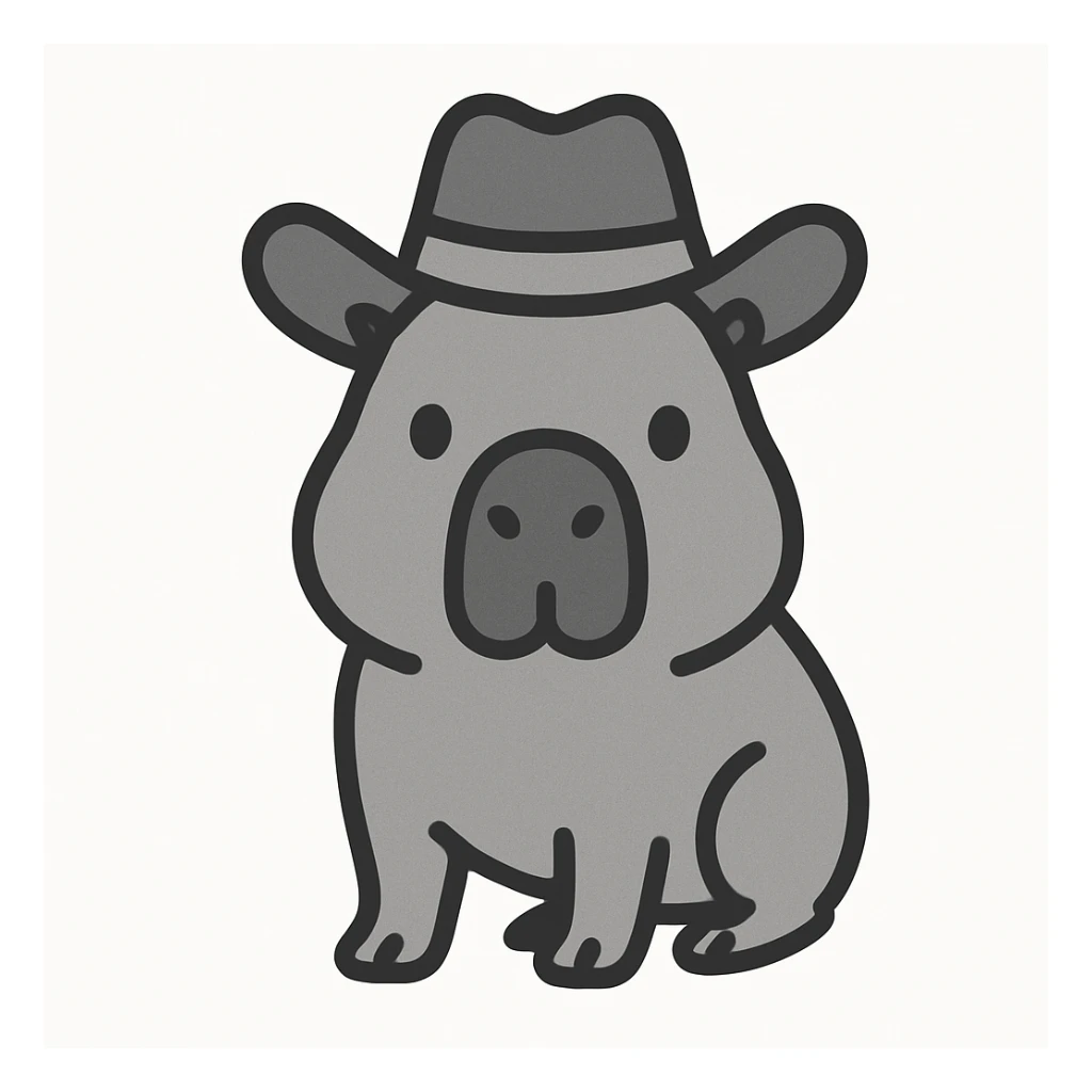 capibara with cowboy hat, minimalist style sticker