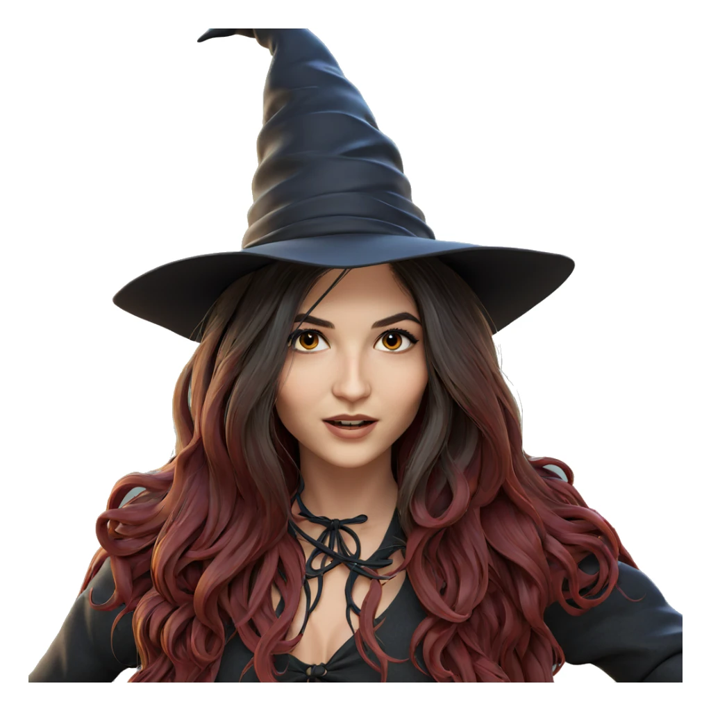 witchy girl with long hair sticker
