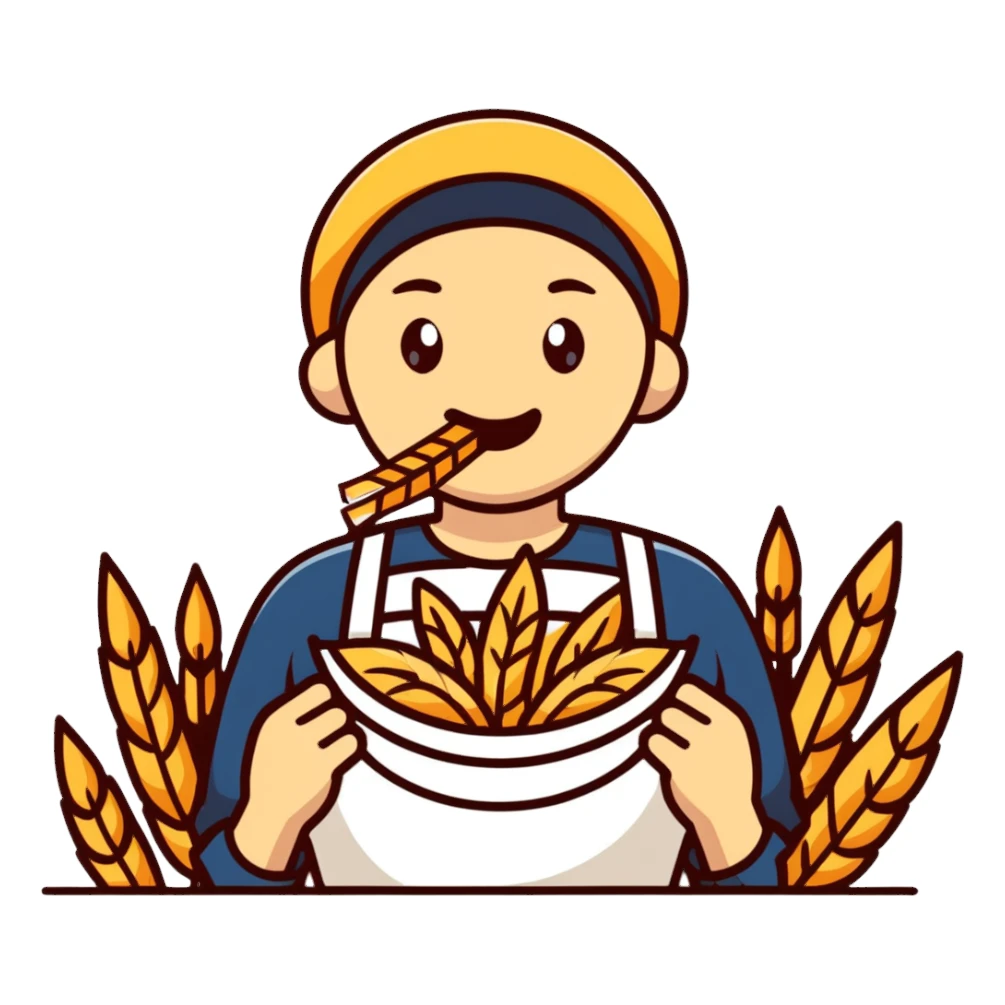 rural person with wheat straw in mouth sticker