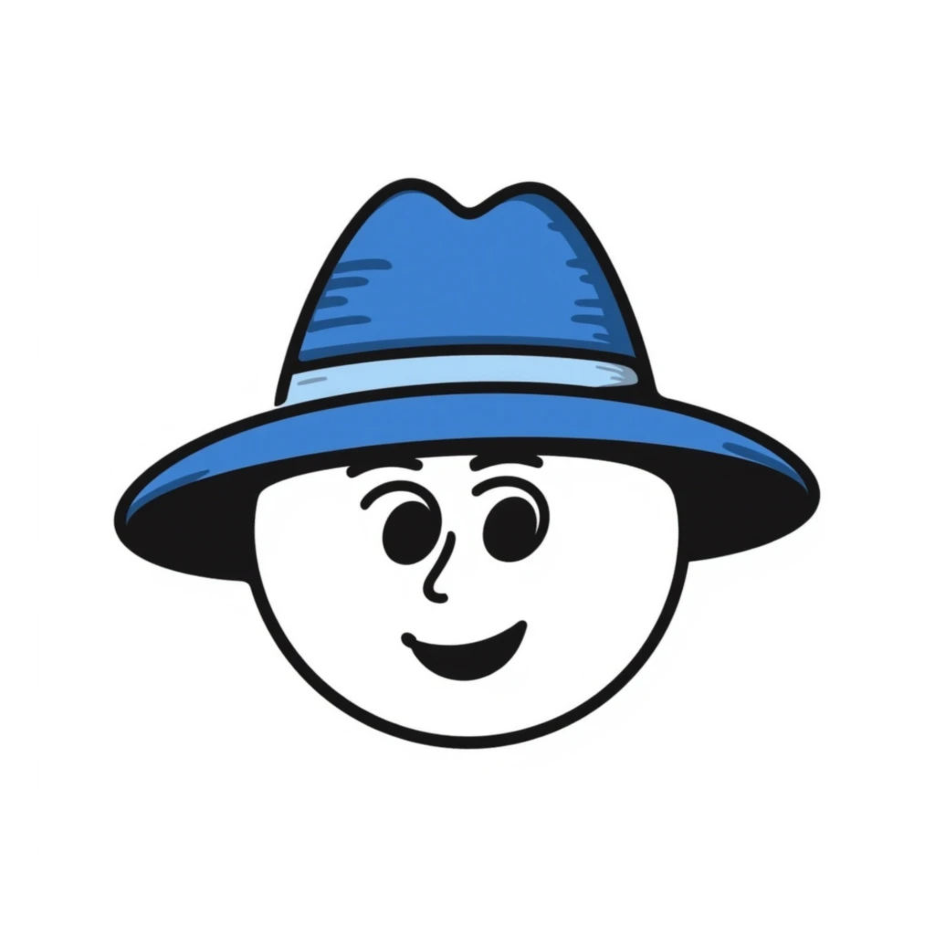 emoji head in blue panama hat sticker