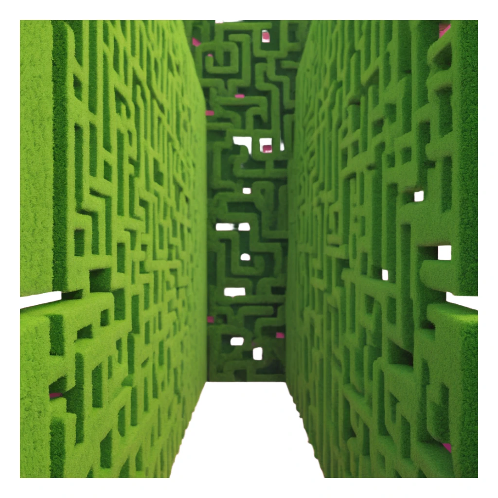 hedge maze with tall green walls sticker