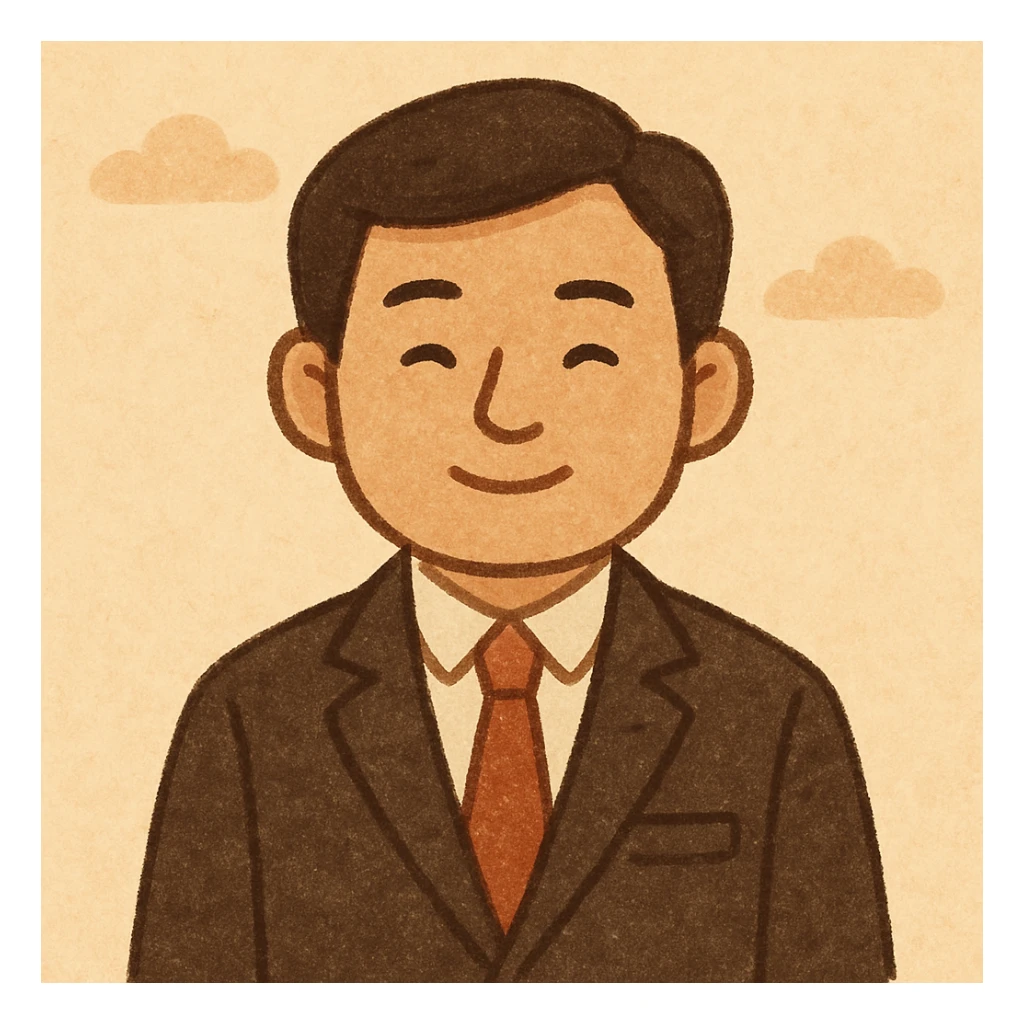 Chinese professional agent, formal suit, friendly, plain background, flat illustration sticker