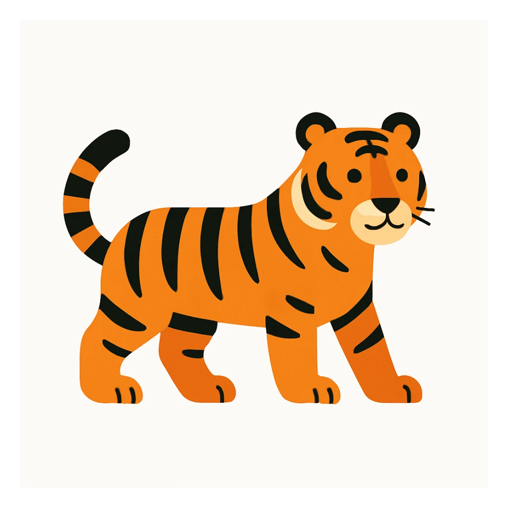 flat design style tiger white background sticker