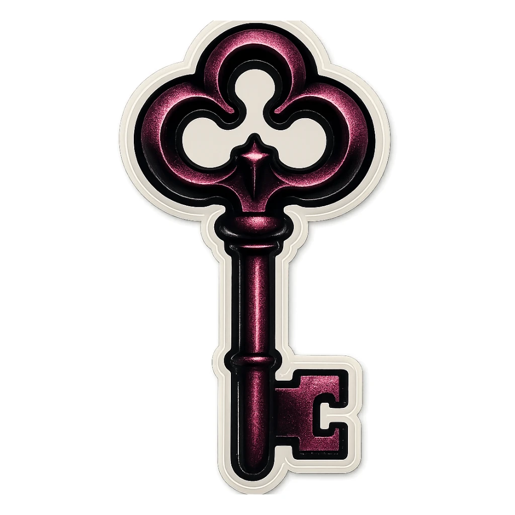 gothic key, black and pink, intricate design sticker
