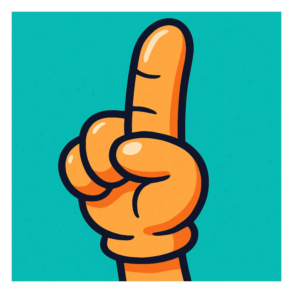 a single finger, cartoon style, vibrant colors, simple shapes sticker