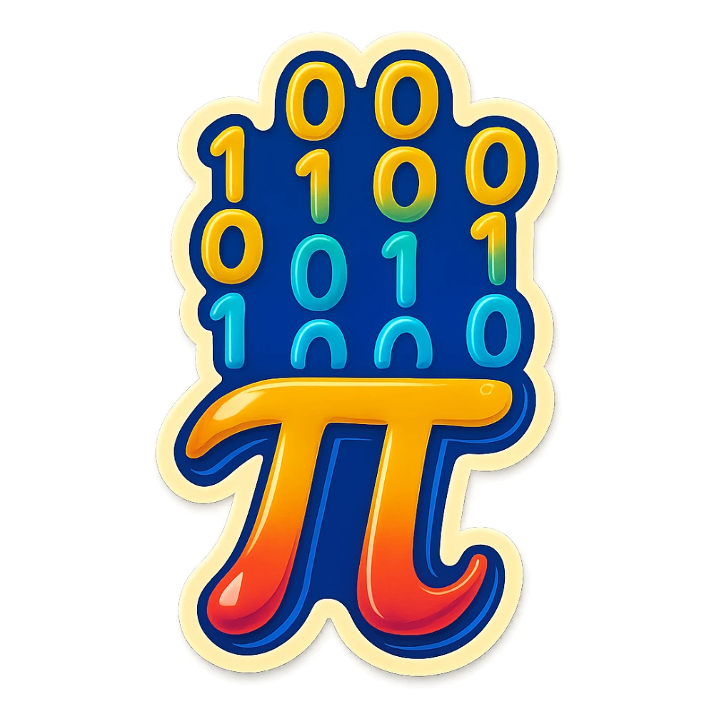  combine the π (pi) math symbol, binary code emerging from it. sticker
