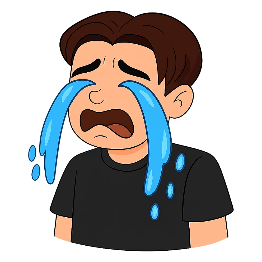 Change the hair color to a rich brown shade matching the fourth image, keep the shirt black, everything else the same, transparent background, maintain the original style and details. sticker