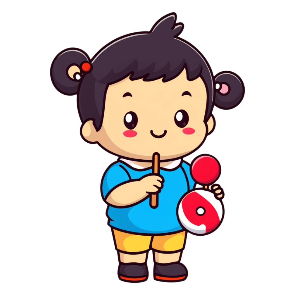 happy Monchichi character with a big lollipop sticker