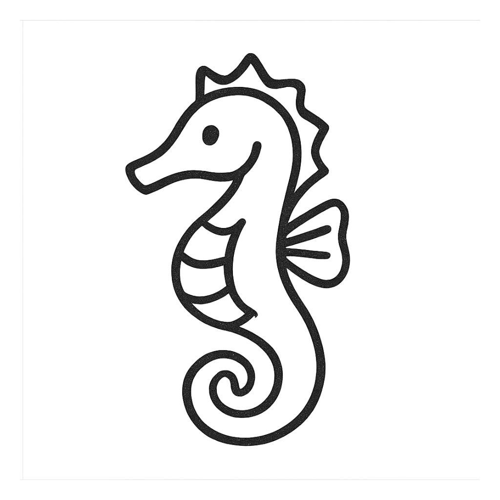 hand-drawn outlined seahorse icon sticker