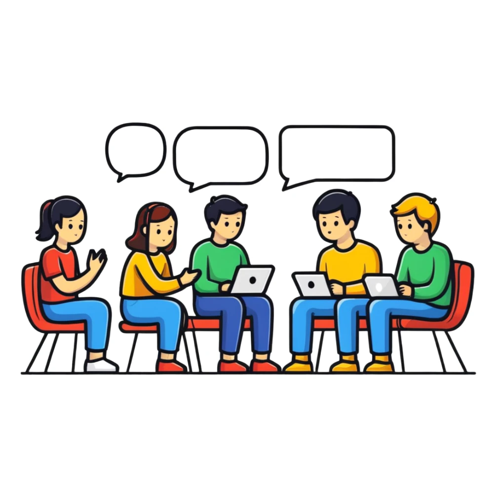people chatting together in a digital group conversation sticker