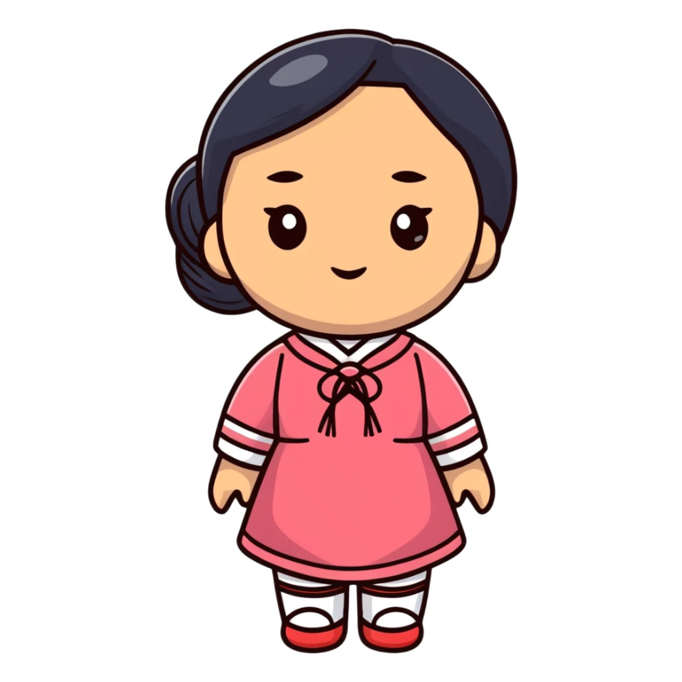 Asian woman doll sticker