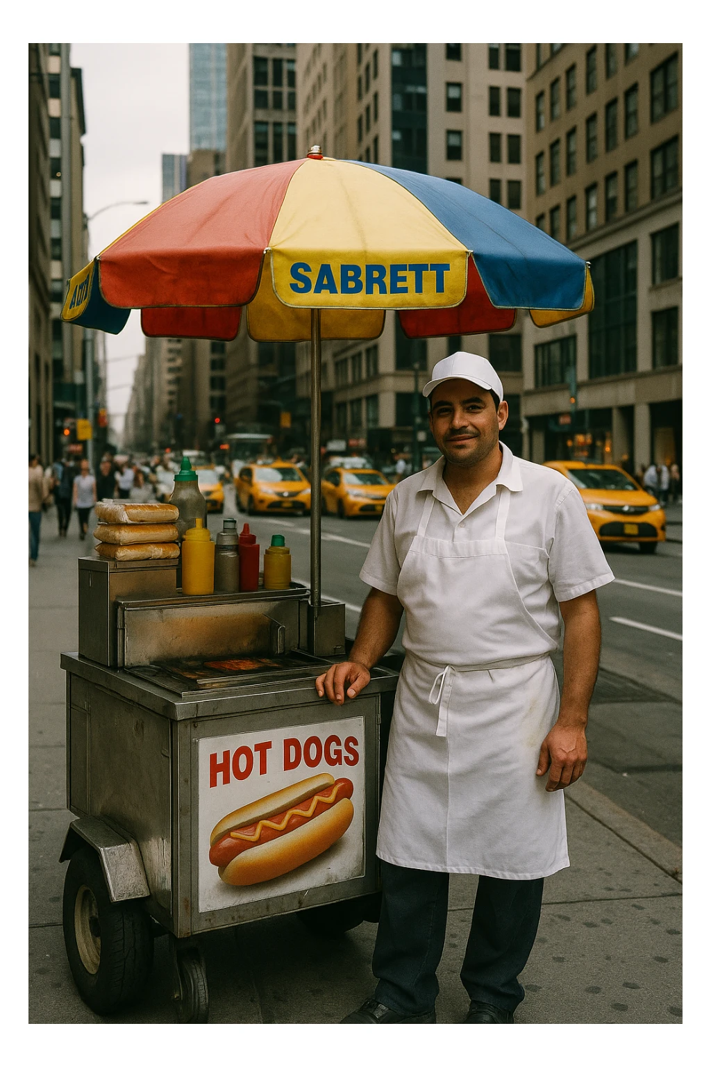 hotdog seller in New York with cart sticker