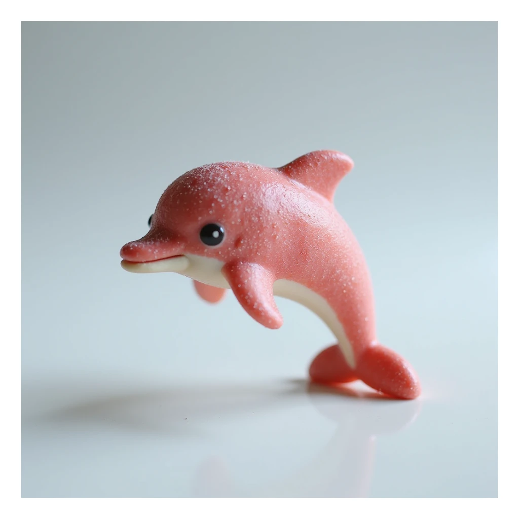 realistic candy shaped like a cute dolphin, photorealistic style sticker