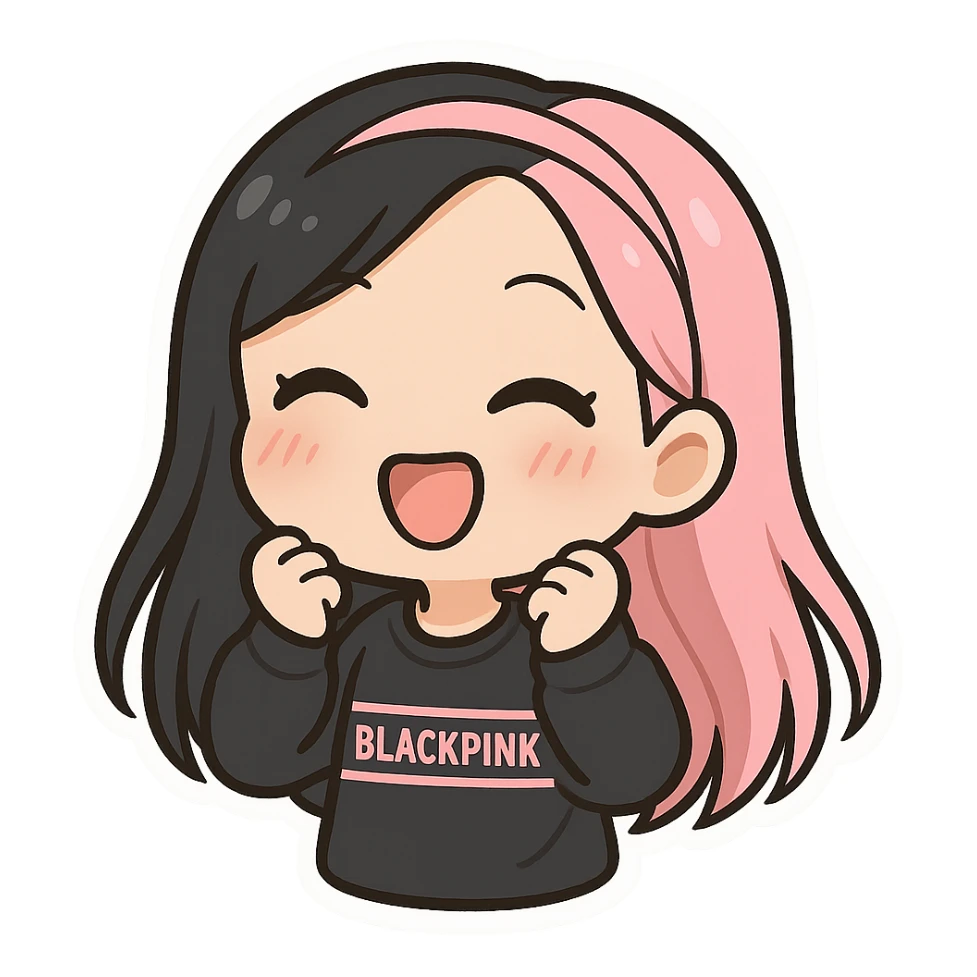 Blackpink inspired icon, pink and black, cute and expressive sticker