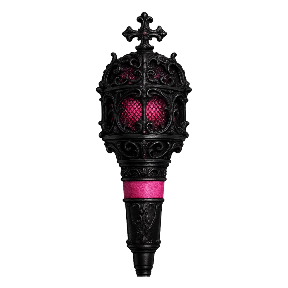 a gothic microphone with black and pink accents, BLACKPINK style, glamorous and moody, detailed, high contrast sticker