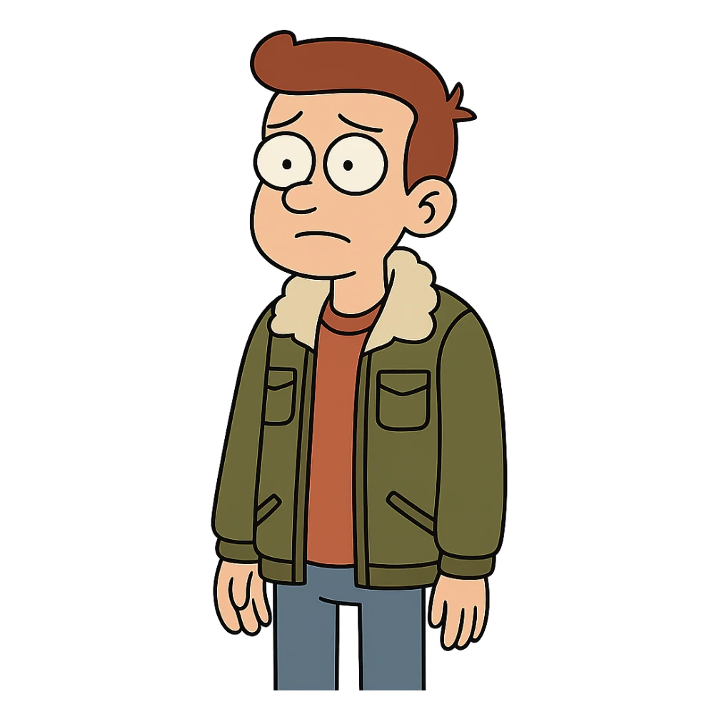 flat toon style teenage boy wearing a jacket sticker