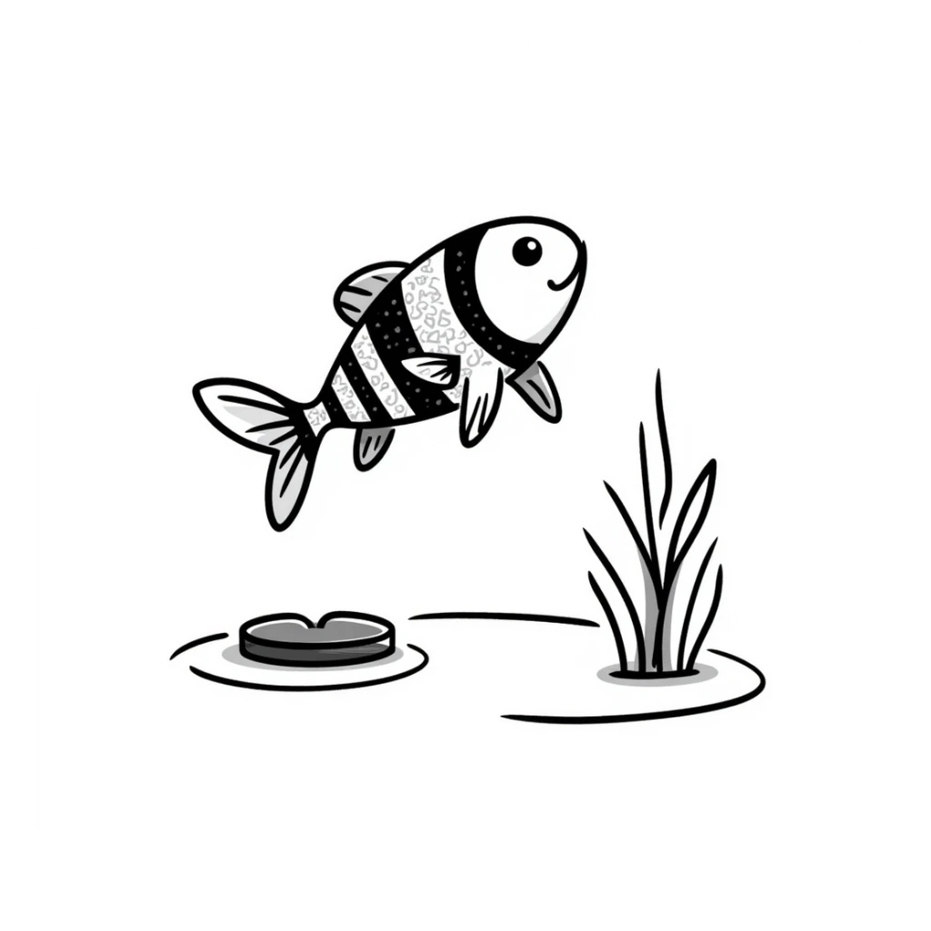 a fish jumping out of a pond sticker