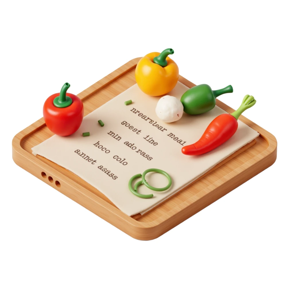 Ingredients on teh wooden cutting board Around a List(without text)  sticker