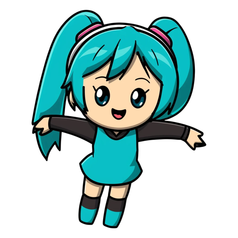 Hatsune Miku surprised reaction with shocked expression sticker