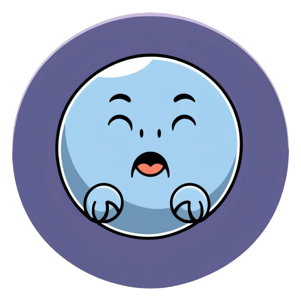 full moon with a yawning sleepy face and droopy eyes sticker