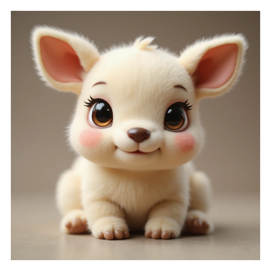 realistic café latte vanille with expressive doe eyes and pink cheeks, transparent background sticker