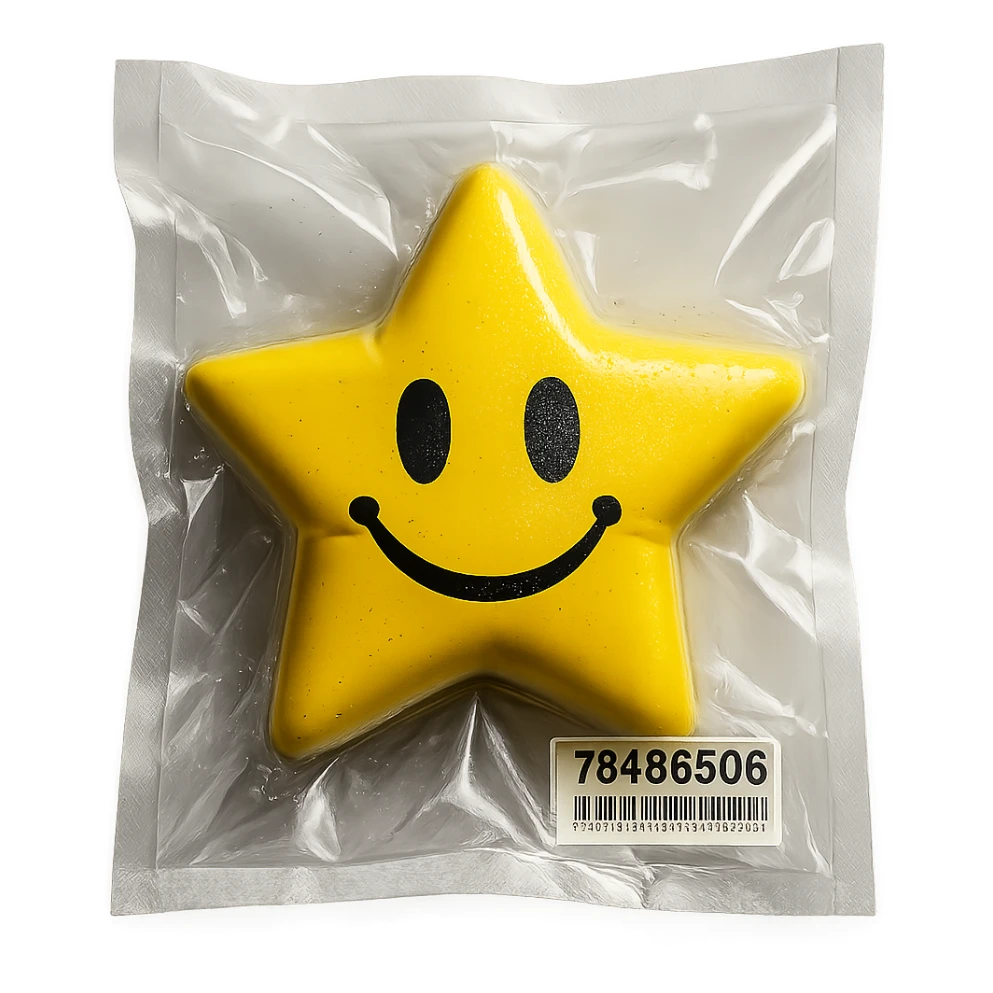 smiling star in vacuum-sealed style sticker
