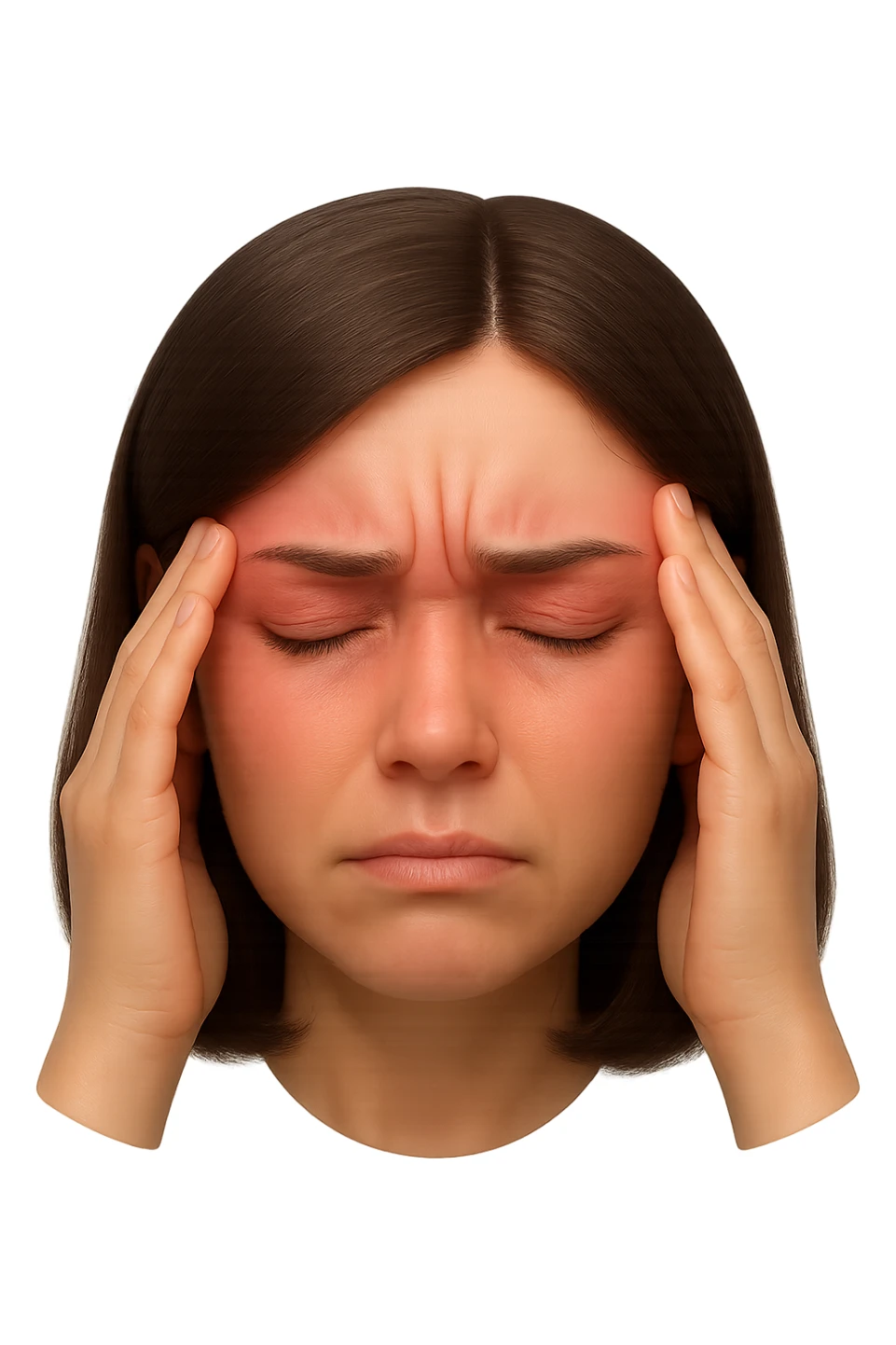 emoji stile iphone di donna con mal di testa, iperrealistico 4k sticker