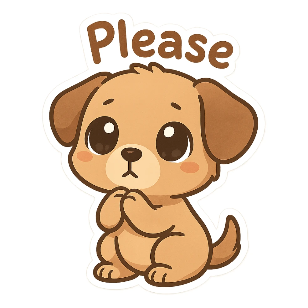 Chibi Puppy Begging sticker
