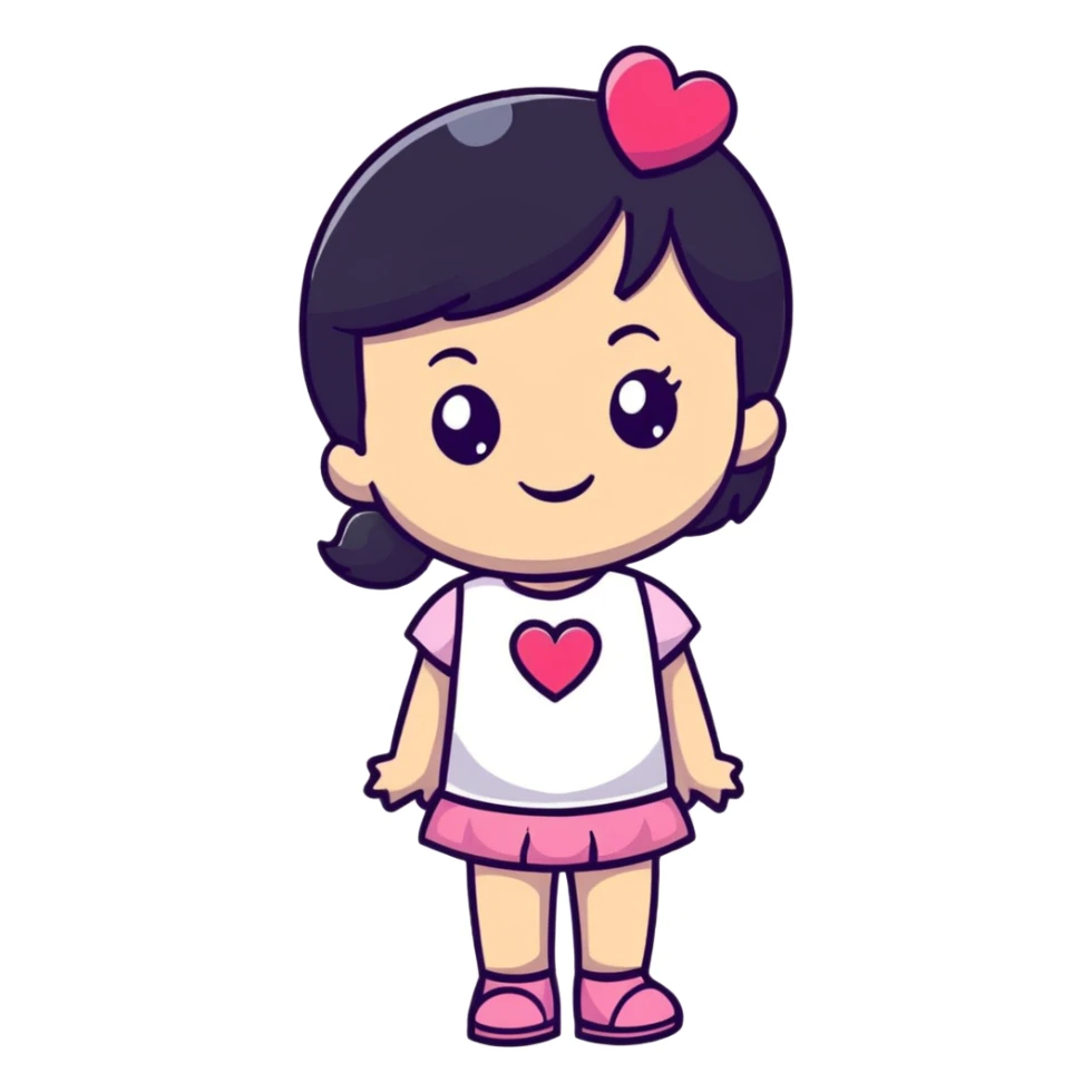 pink girly girl cartoonish with sparkles and hearts sticker