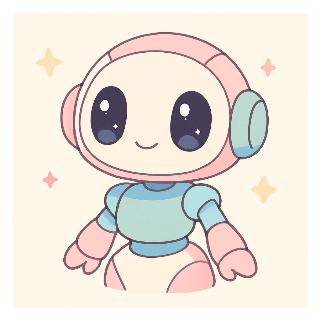 anime style robot, futuristic, expressive face sticker