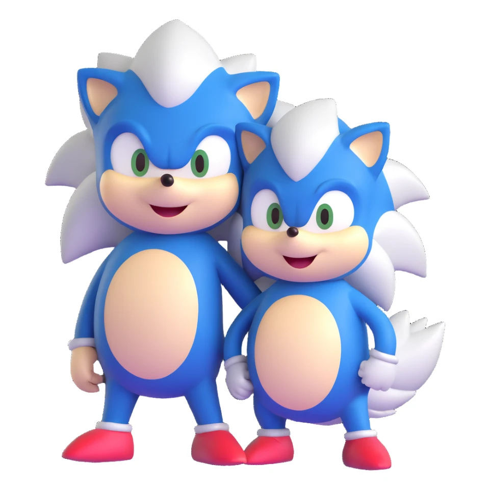 Baby Sonic the Hedgehog and baby Silver the Hedgehog together sticker