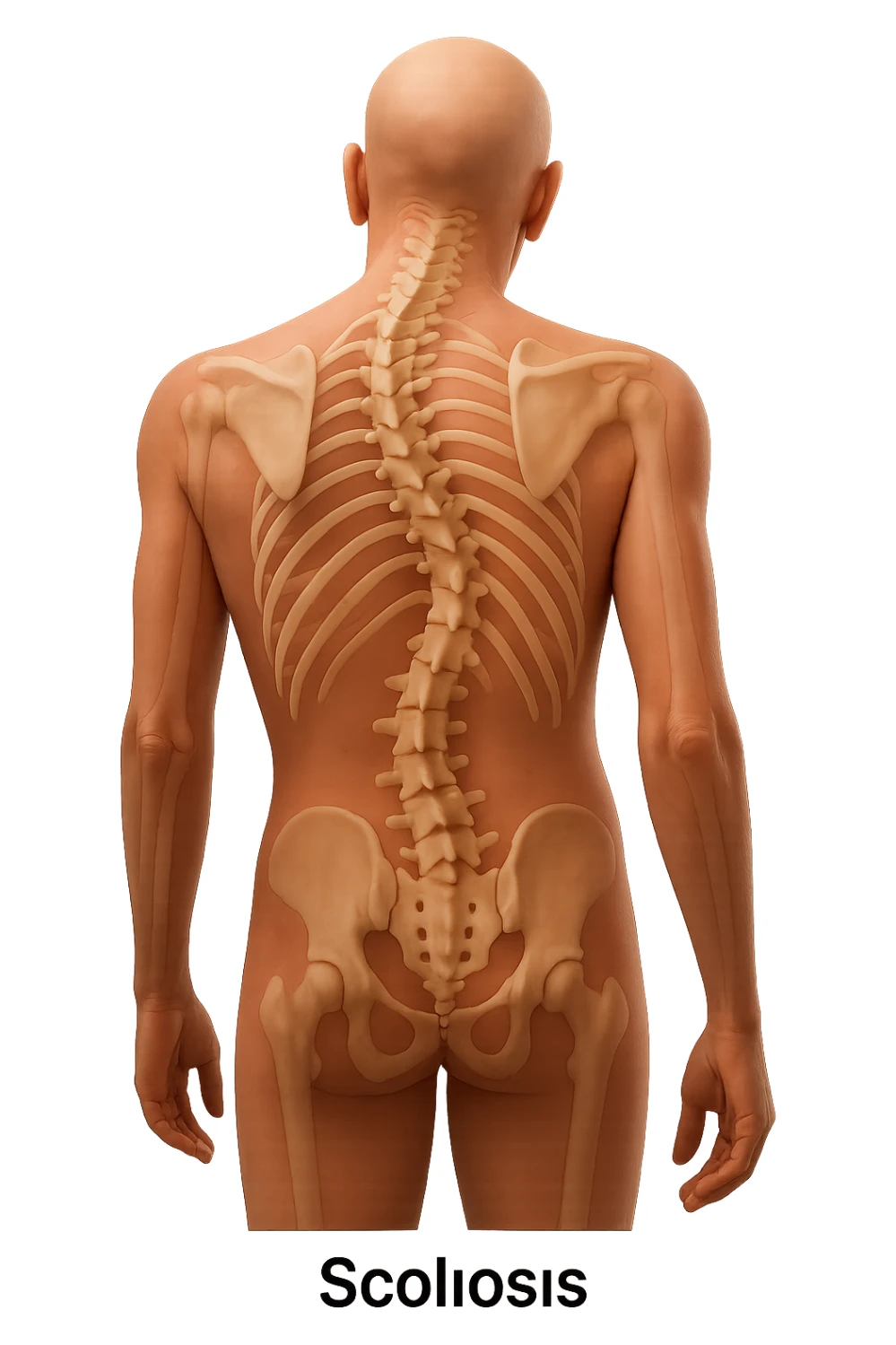 spina dorsale anatomica umana storta, iperrealistico 4k sticker