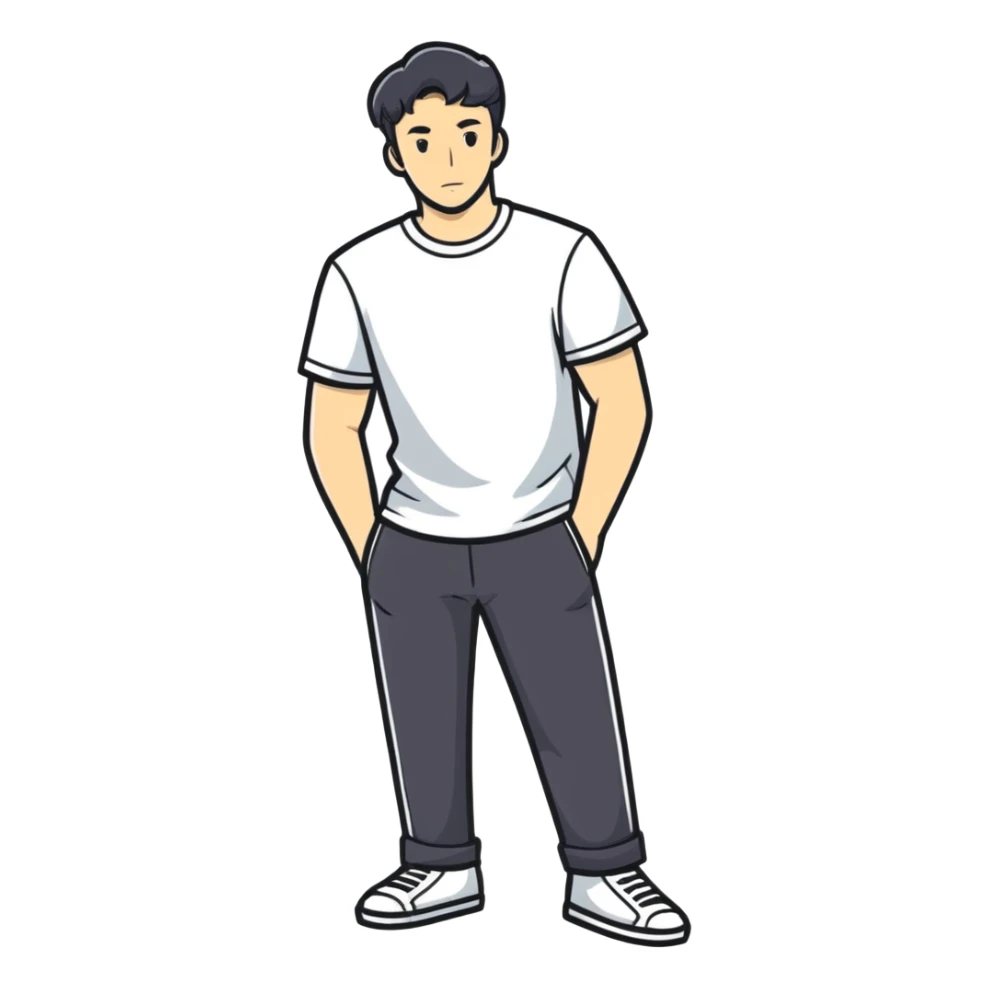 Man wearing a t shirt and pants sticker
