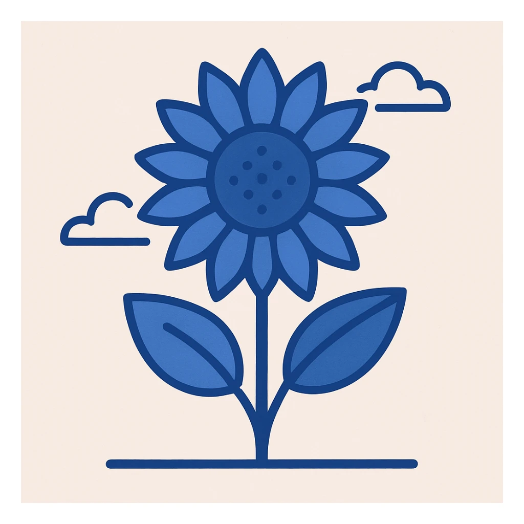 blue sunflower, minimal style, simple shapes sticker