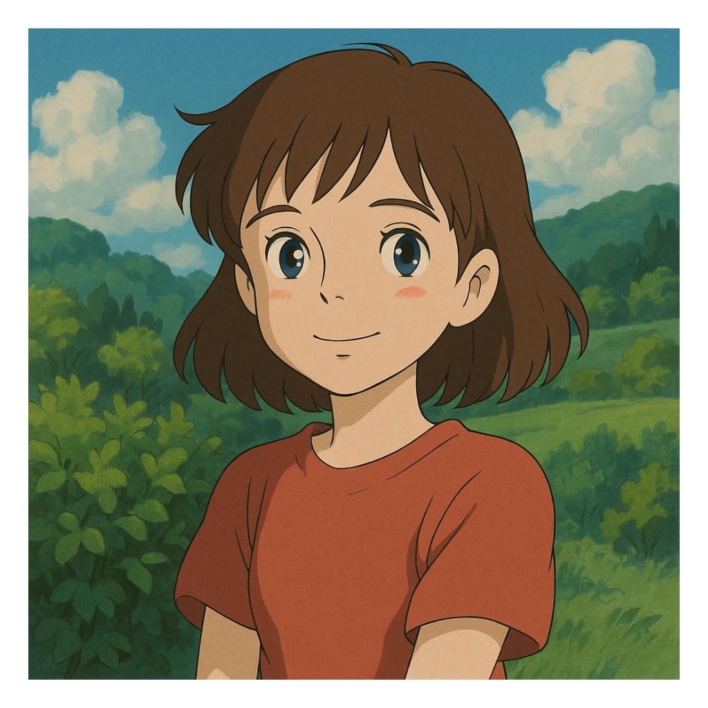 anime girl, ghibli style sticker