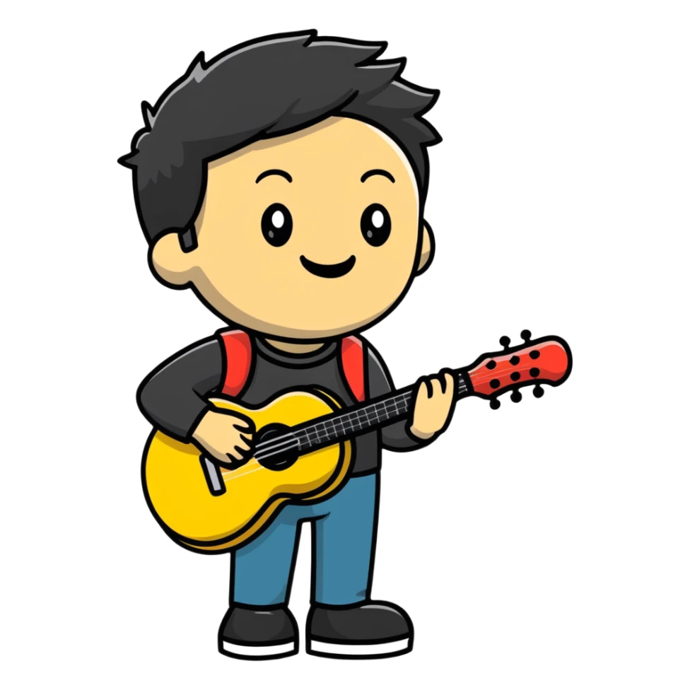 Musician with a confident smile looking up sticker