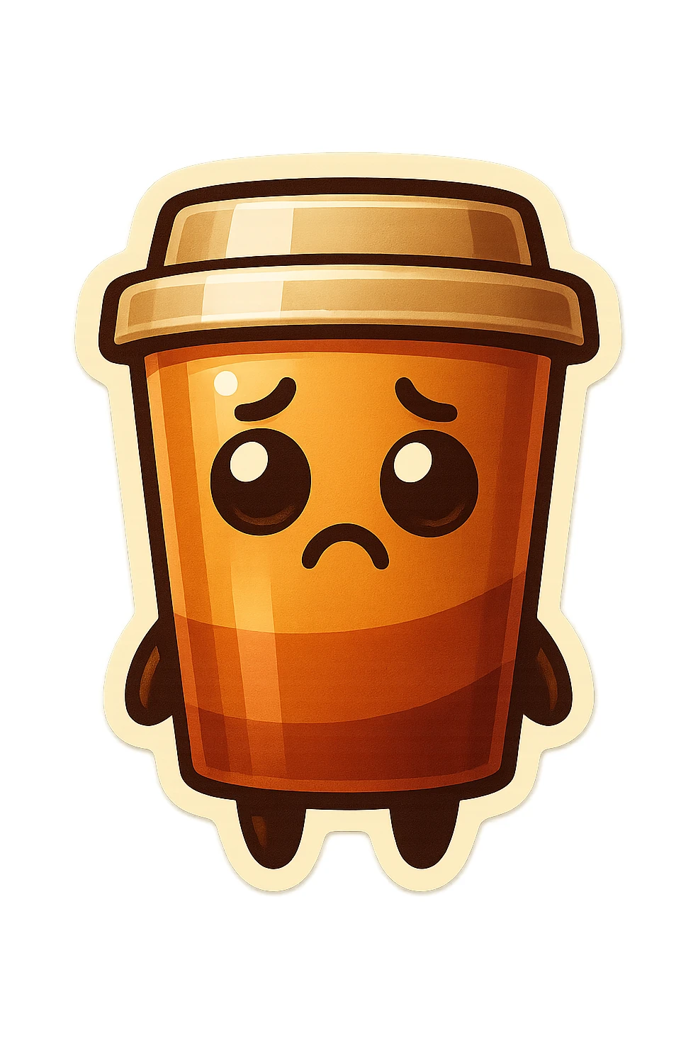 Tall coffee cup, confused sticker
