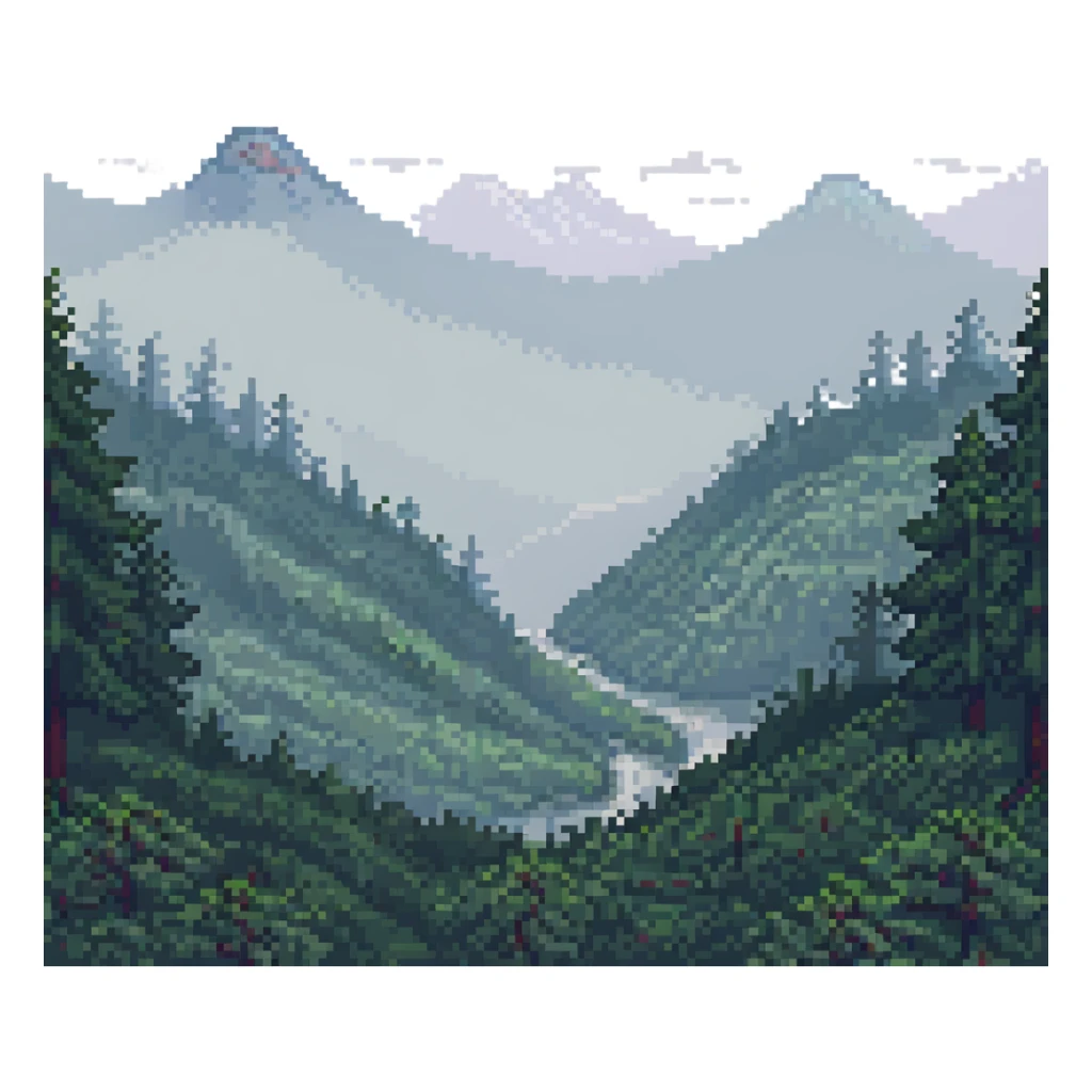 A foggy landscape with a tree sticker