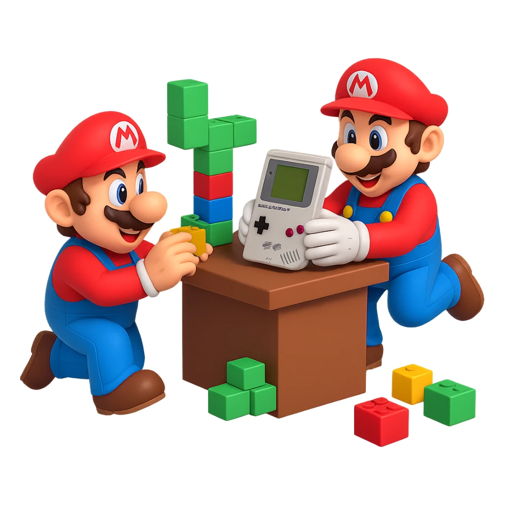 Replace the console with a Game Boy, keeping the 3D caricature style and transparent background. Maintain the 3D cartoonish look in the edit. sticker