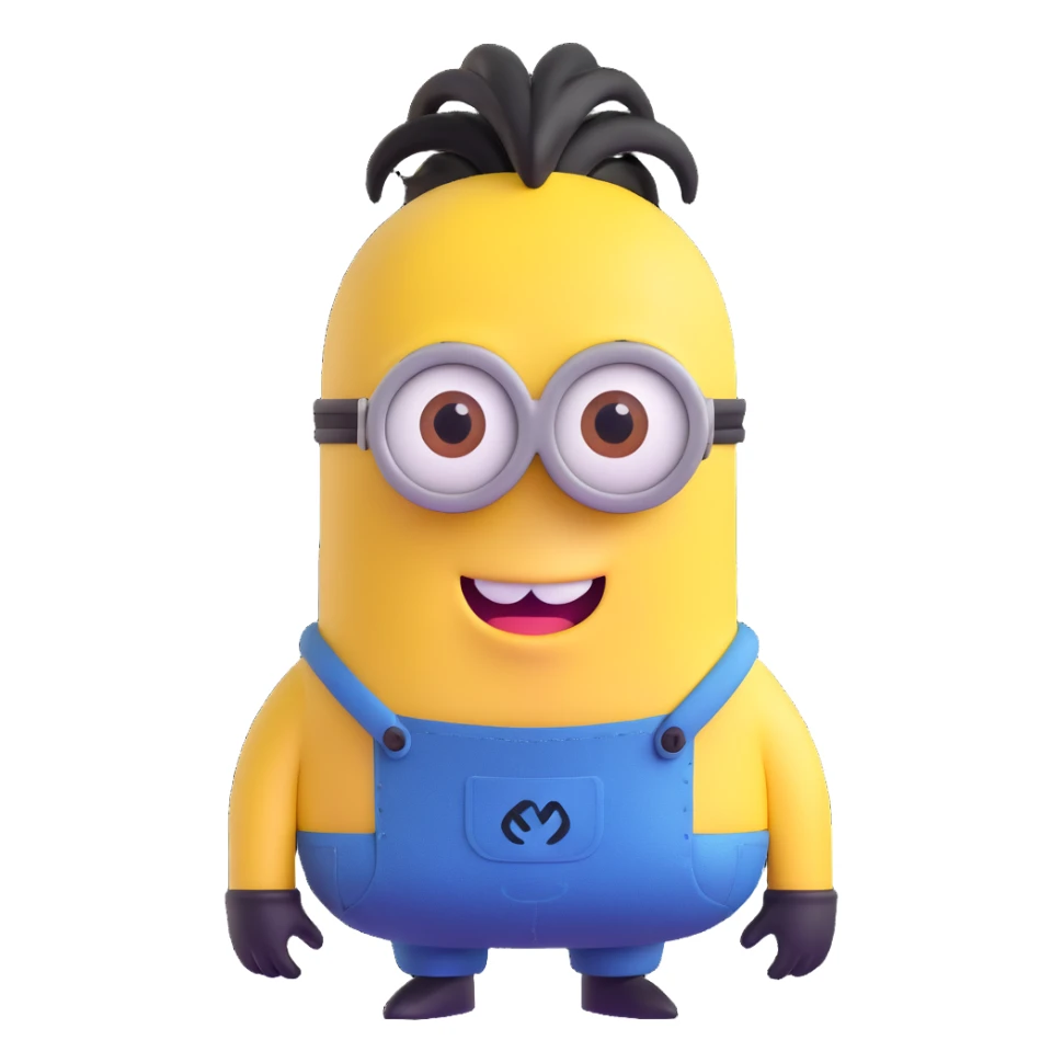 yellow minion character with ponytail hairstyle sticker