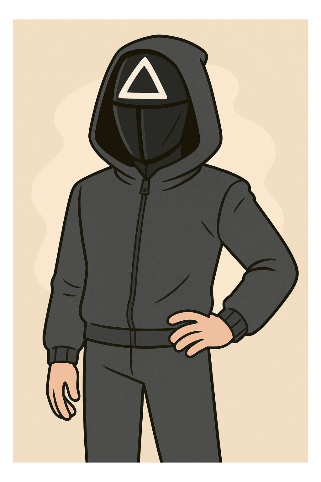 Squid Game Front Man, playful cartoon style sticker