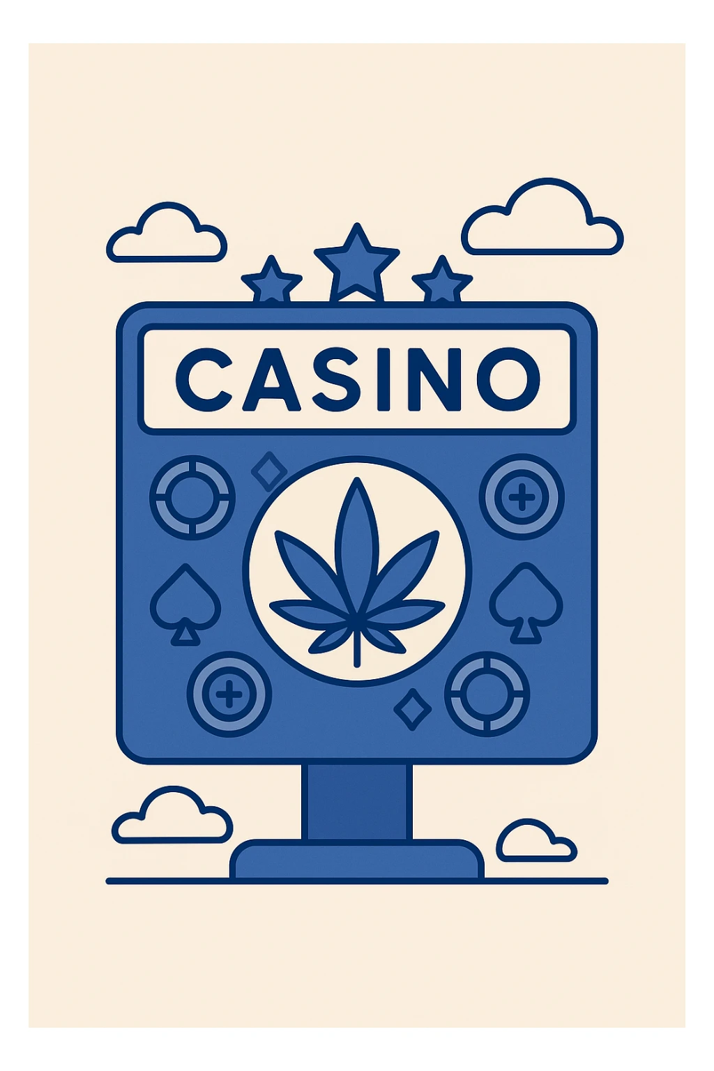 casino board with cannabis motif, modern flat design sticker
