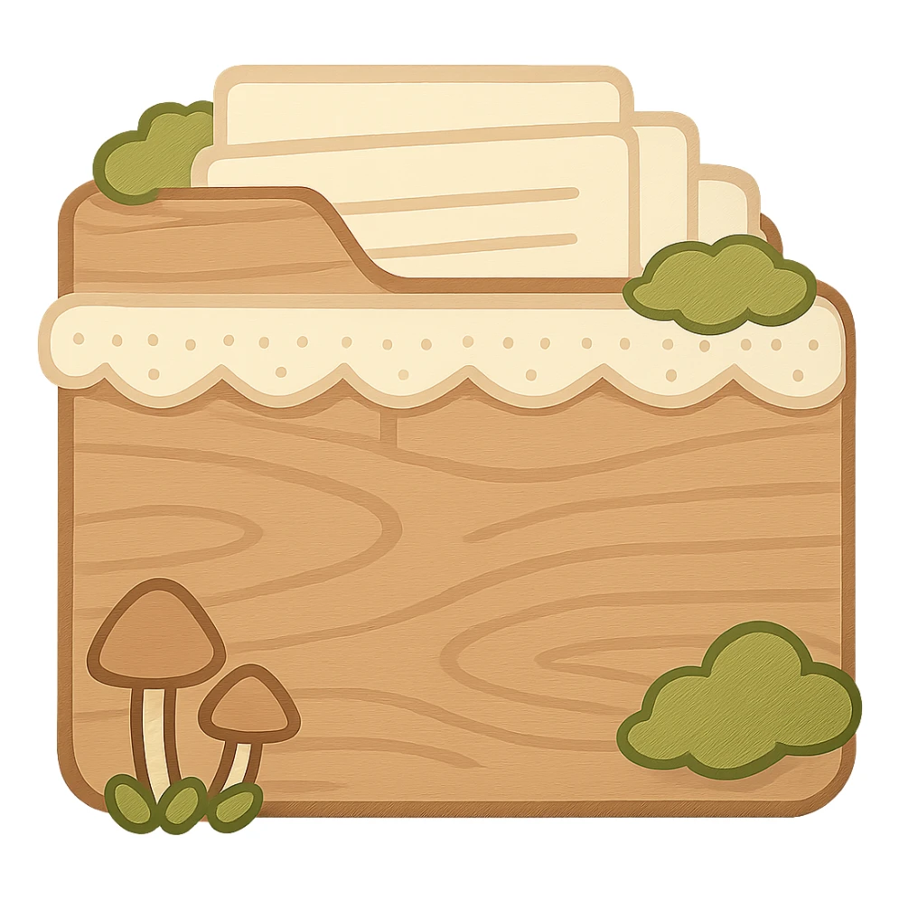 Add a stack of papers inside this exact folder, with some papers peeking out the top. Keep the same art style and transparent background. No words or text. The style is a simple, clean folder icon with a transparent background. sticker