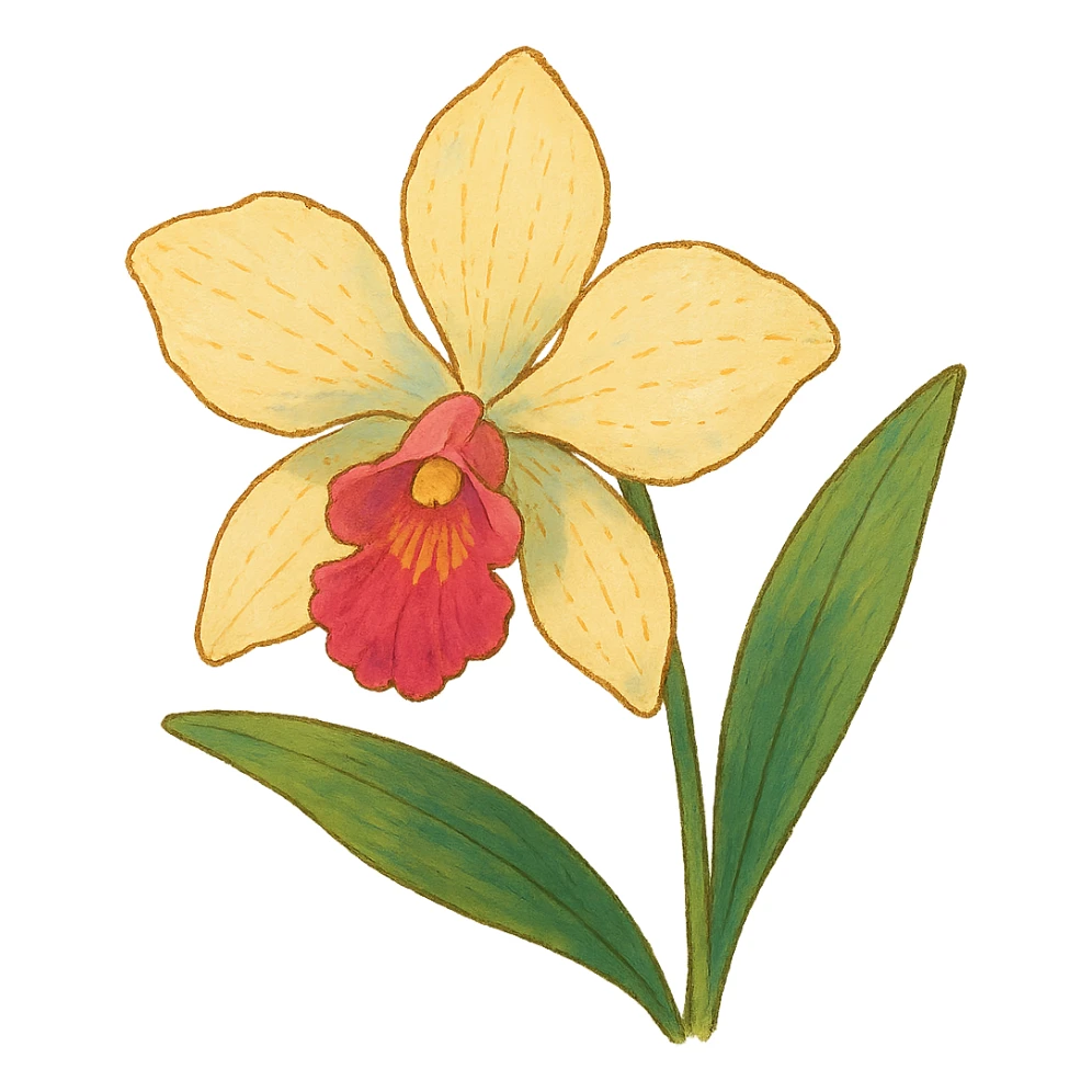 ghibli style orchid flower illustration sticker