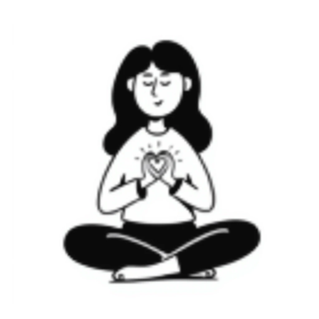 Person is meditating and his heart is glowing and shining sticker