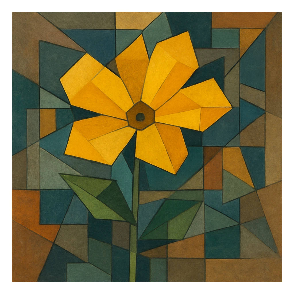 yellow flower in cubist abstraction style sticker