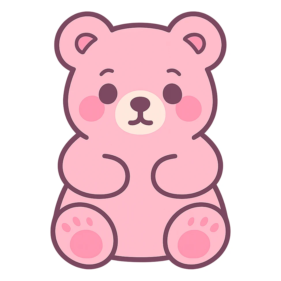 Change the teddy bear candy to a soft pastel pink color, keeping the background transparent. sticker