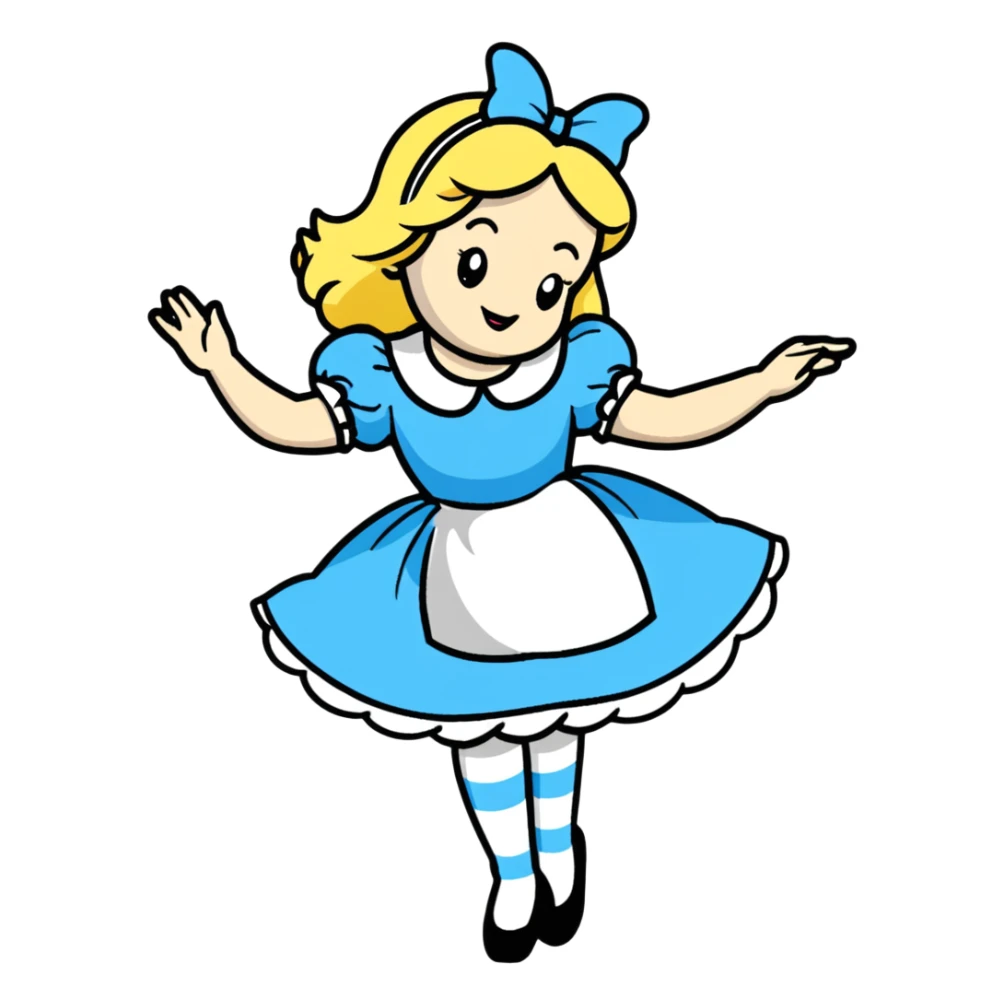 Alice in Wonderland performing a curtsey bow sticker